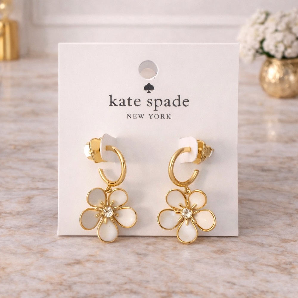 Kate Spade Spring Scene Flower Huggies Earrings - New